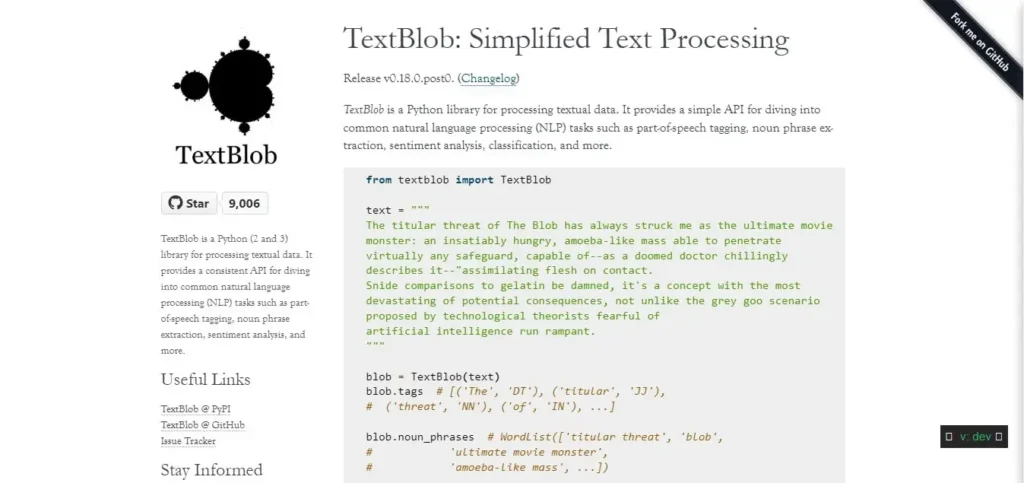 TextBlob Official Website